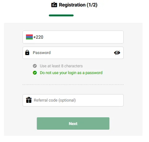 Gambibet Sign Up Form